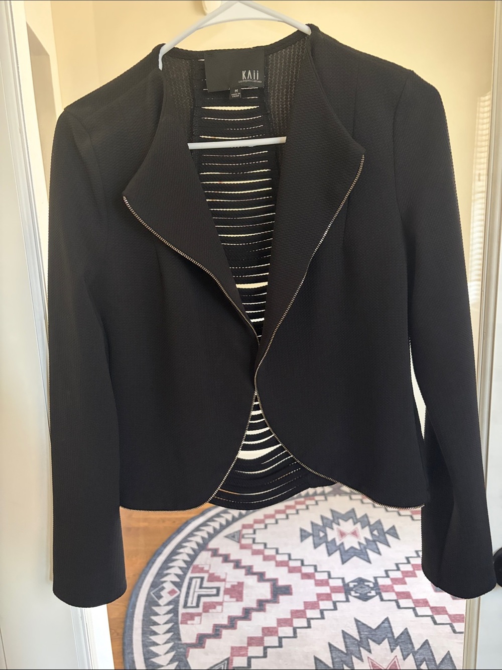 Kaii Black Open-Front Textured Blazer